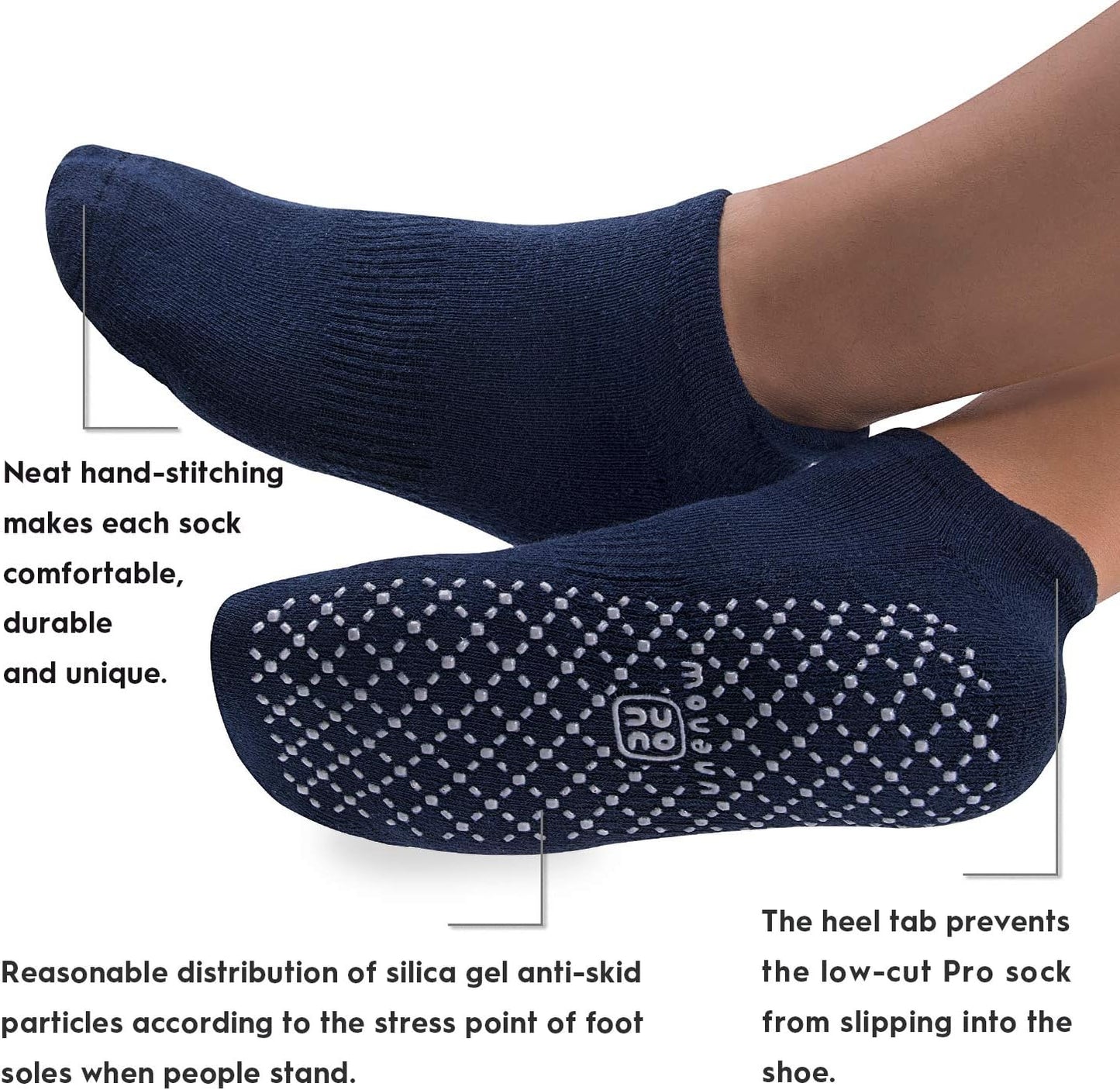 Unisex Cushioned Non-Slip Grip Socks for Yoga, Pilates, Barre, Home, and Hospital Use