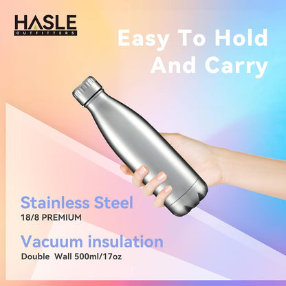 17 oz Stainless Steel Vacuum Insulated Water Bottles - Double-Walled Reusable Metal Sports Bottles for Hot and Cold Beverages, Set of 4