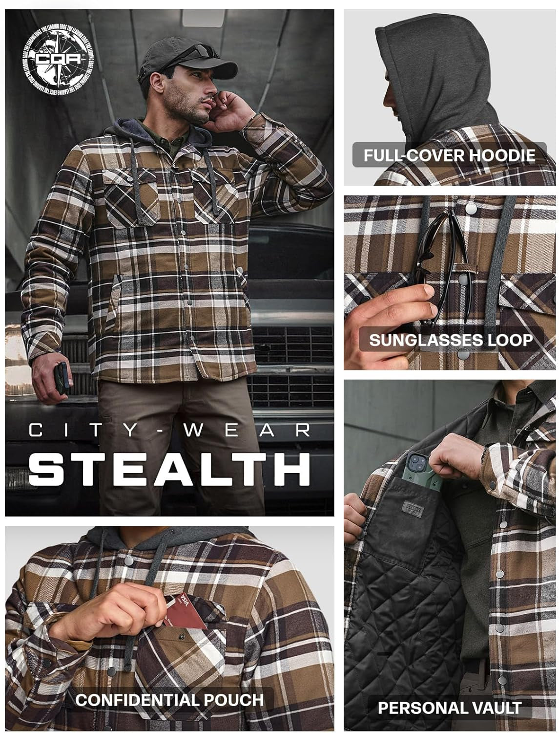 Men's Long Sleeve Flannel Shirt Jacket - Winter Warm Casual Plaid Coat with Pockets