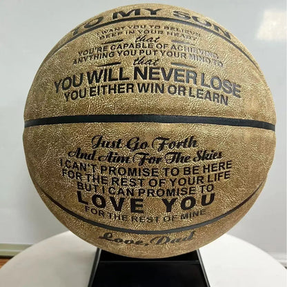 Size 7 Competition Basketball for Men - Premium Cowhide Team Basketball Gift for Son's Birthday