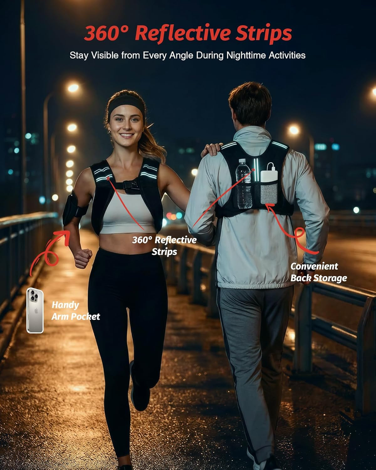 Weighted Vest with Reflective Stripe - Available in 6Lb to 30Lb for Enhanced Workout, Strength Training, Running, Fitness, Muscle Building, and Weight Loss