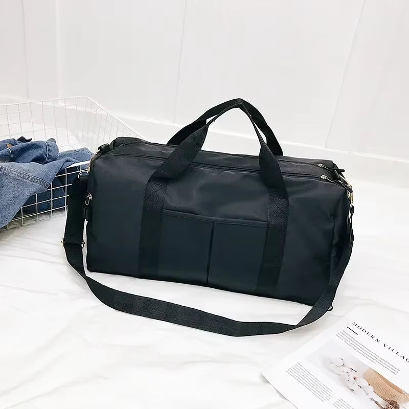 Outdoor Waterproof Nylon Sports Gym Bag for Men and Women - Fitness Travel Handbag with Yoga Mat and Shoe Compartment