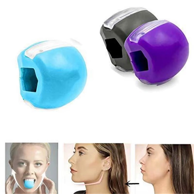 Silica Gel Facial Fitness Ball - Jaw Exerciser and Toner for Double Chin Reduction and Jawline Enhancement