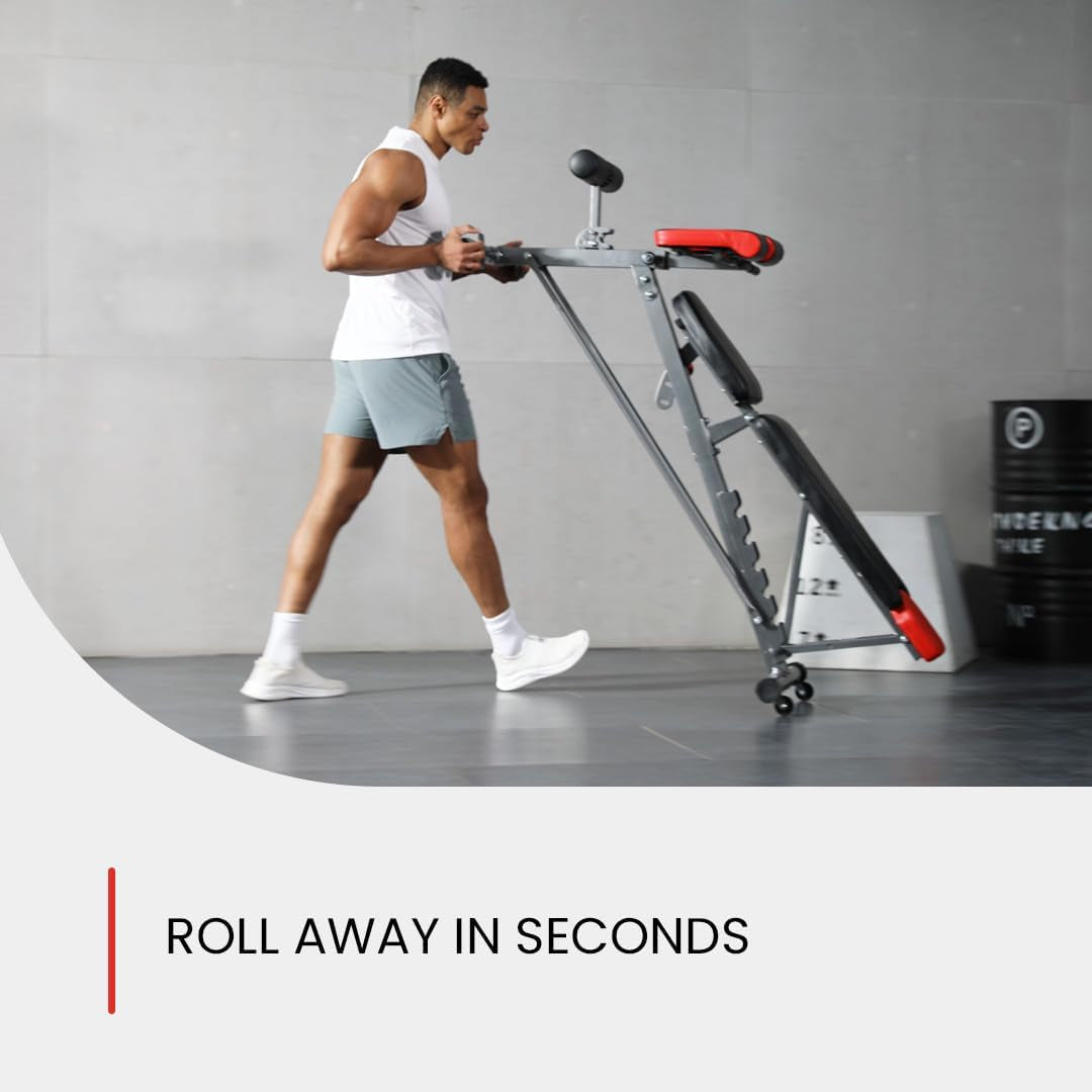 Finer Form Multi-Functional FID Weight Bench for Comprehensive Body Workout – Hyper Back Extension, Roman Chair, Adjustable Sit-Up Bench, Incline/Decline Bench, Flat Bench