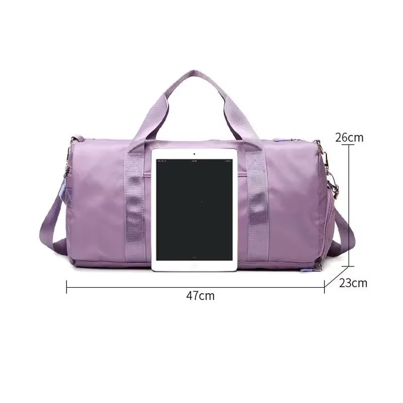 Outdoor Waterproof Nylon Sports Gym Bag for Men and Women - Fitness Travel Handbag with Yoga Mat and Shoe Compartment