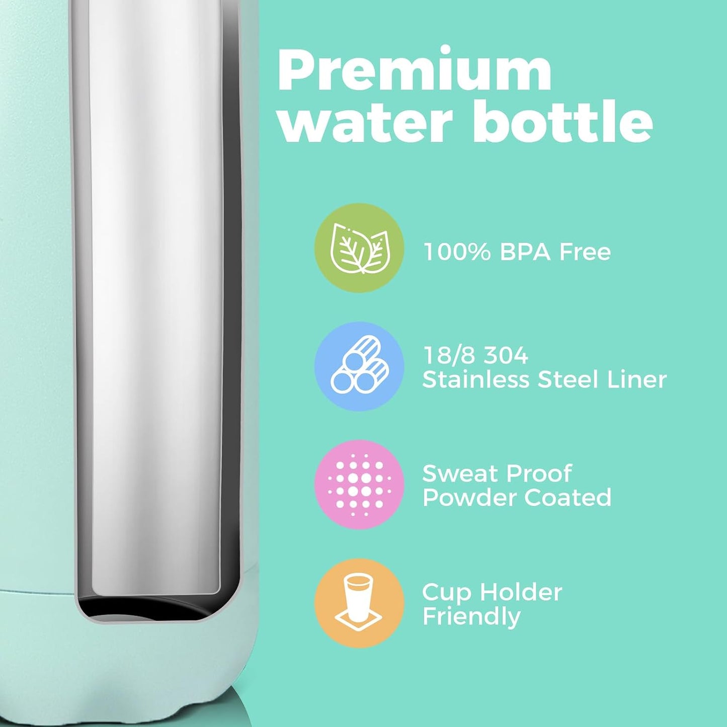 17 oz Insulated Stainless Steel Water Bottle - Double Wall Vacuum Flask, Keeps Beverages Cold for 24 Hours & Hot for 12 Hours, Available in Packs of 1, 4, 8, or 12 (Blue, Single Pack)
