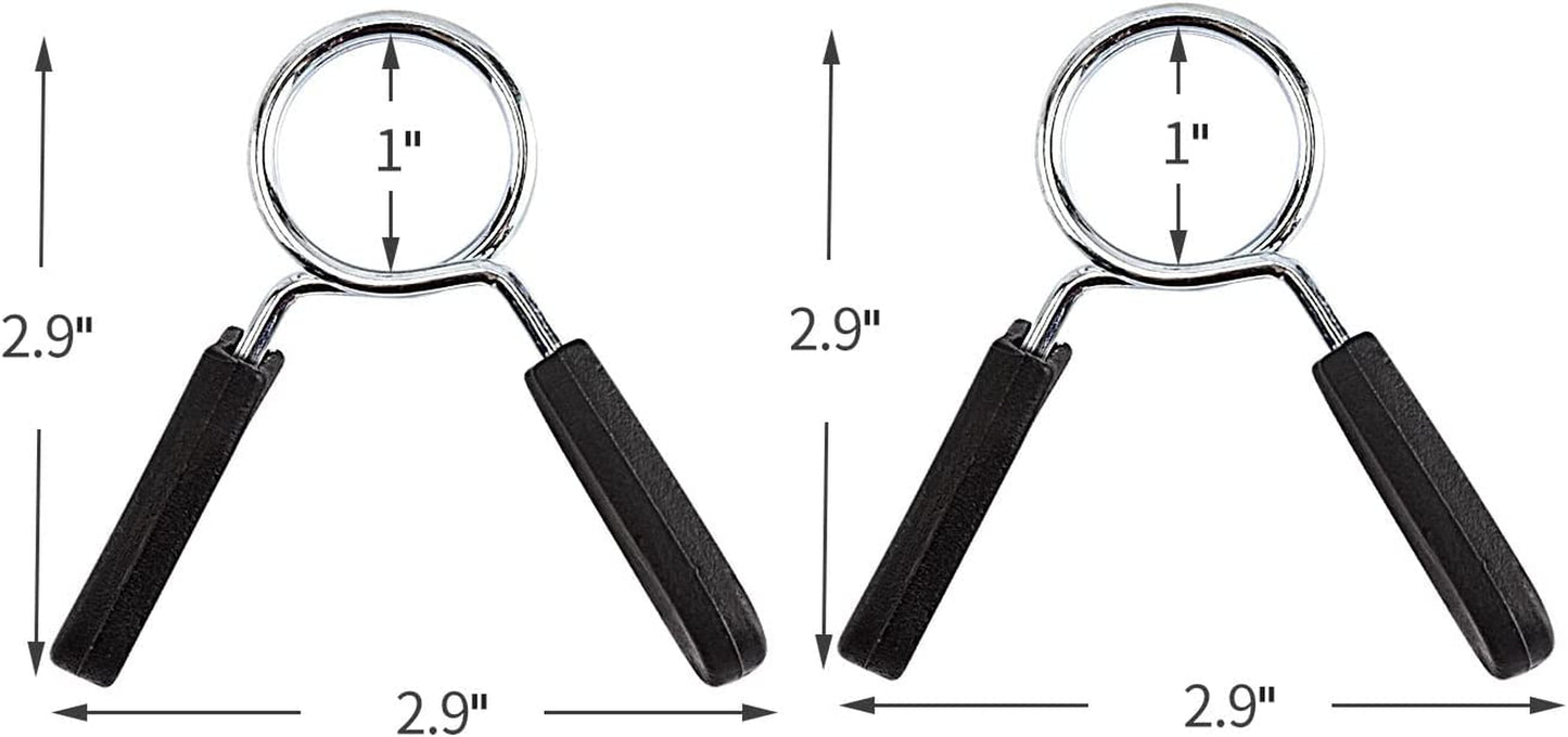 Barbell and Dumbbell Spring Clip Collars - 1 Inch Weight Bar Locking Buckles for Strength Training and Fitness Accessories