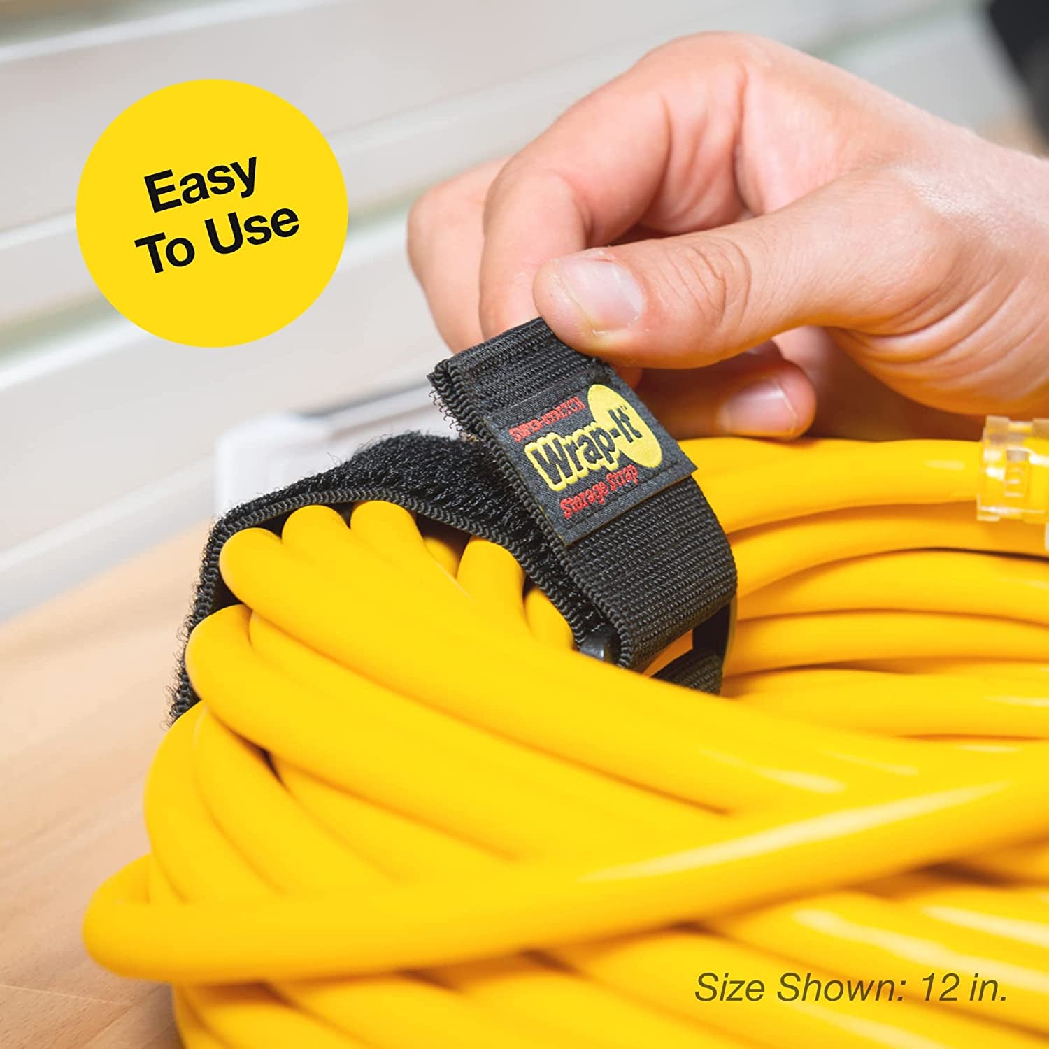 Super-Stretch 18-Inch Elastic Hook and Loop Cinch Straps - 6 Pack for Organizing Extension Cords, Hoses, and Cables