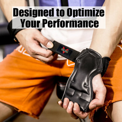 Cowhide Weightlifting Gloves with Wrist Straps for Dumbbell and Barbell Training - Professional Fitness Equipment