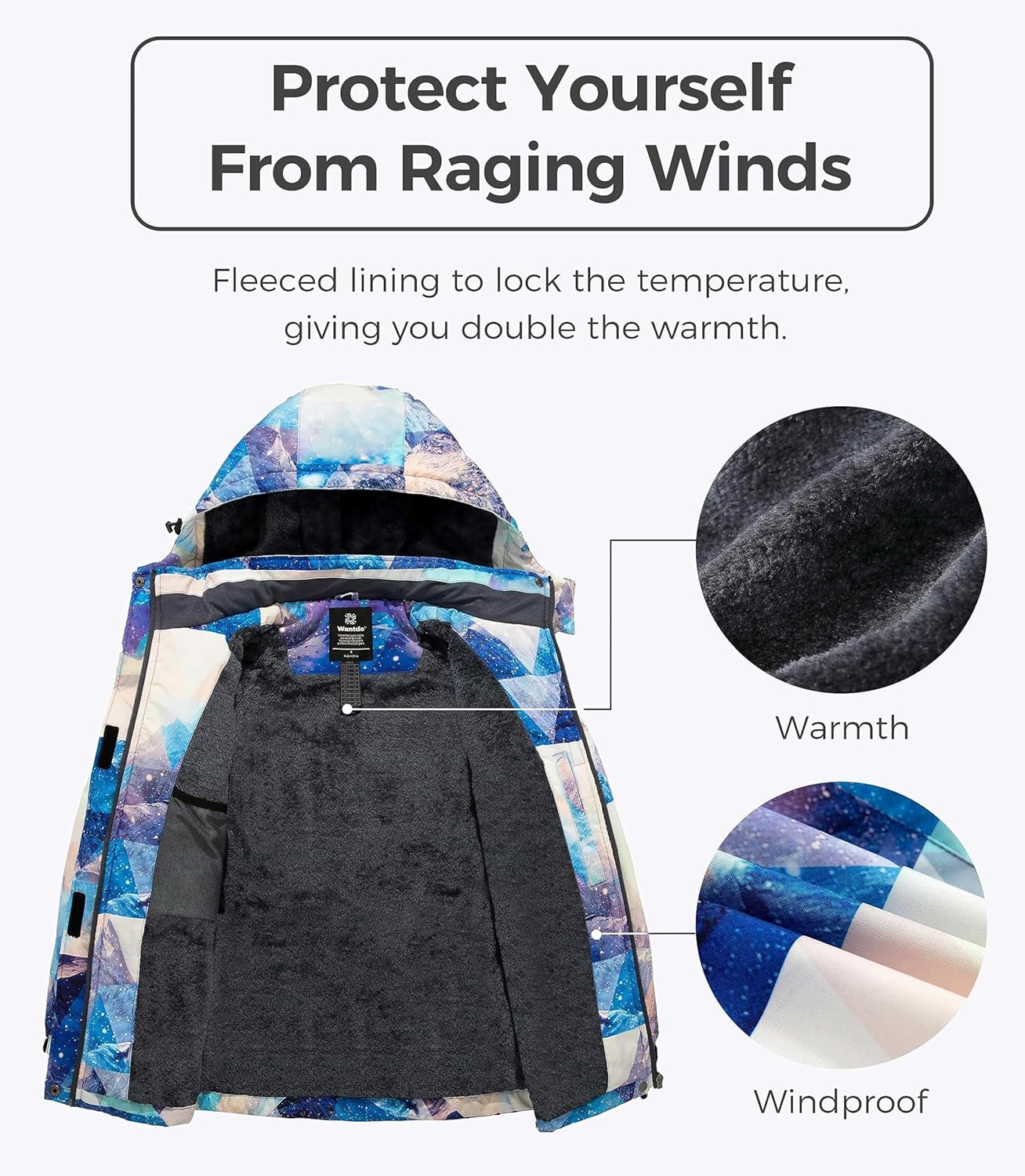 Women's Waterproof Mountain Ski Jacket - Windproof and Warm Hooded Winter Coat