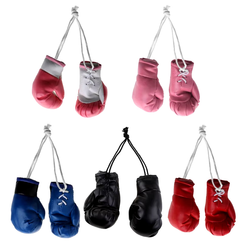 Miniature Boxing Gloves Car Hanging Pendant - Decorative Rearview Mirror Accessory