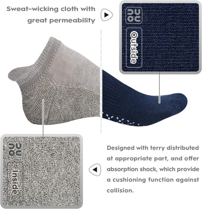 Unisex Cushioned Non-Slip Grip Socks for Yoga, Pilates, Barre, Home, and Hospital Use