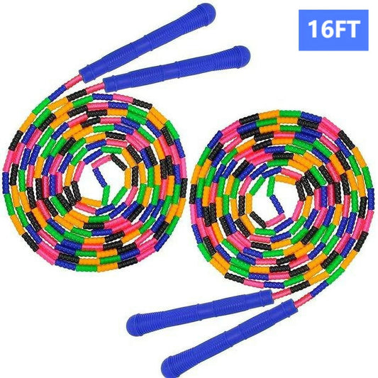 2-Pack 16 FT Double Dutch Beaded Jump Rope with Ergonomic Design