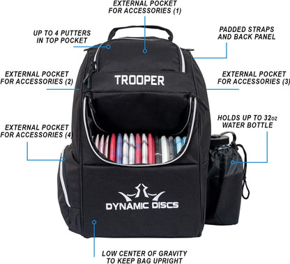 Dynamic Discs Trooper Disc Golf Bag - Spacious Backpack for 18+ Discs, Lightweight and Durable, Perfect Gift for Disc Golf Enthusiasts and Suitable for All Skill Levels