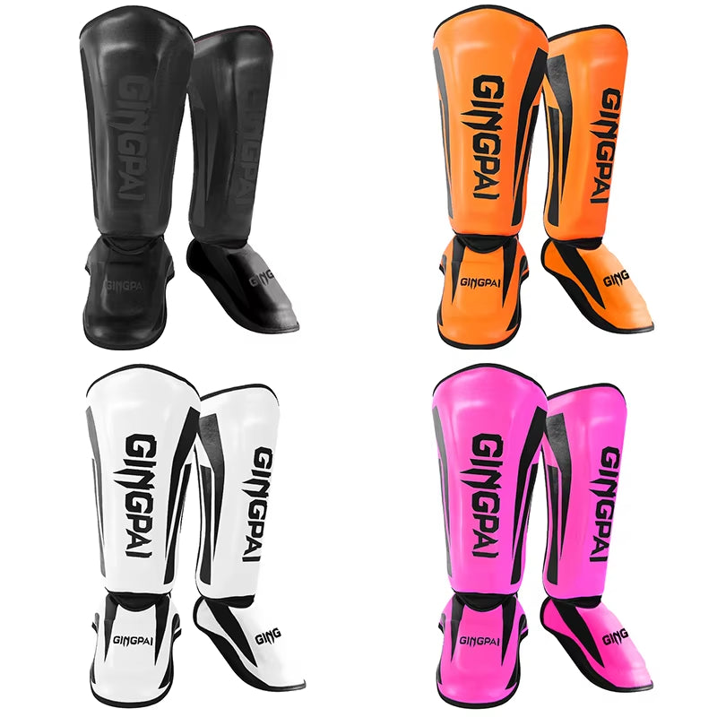 Professional Kickboxing and Muay Thai Shin Guard Pads for Martial Arts, Sanda, Wushu, and Taekwondo with Ankle Protection